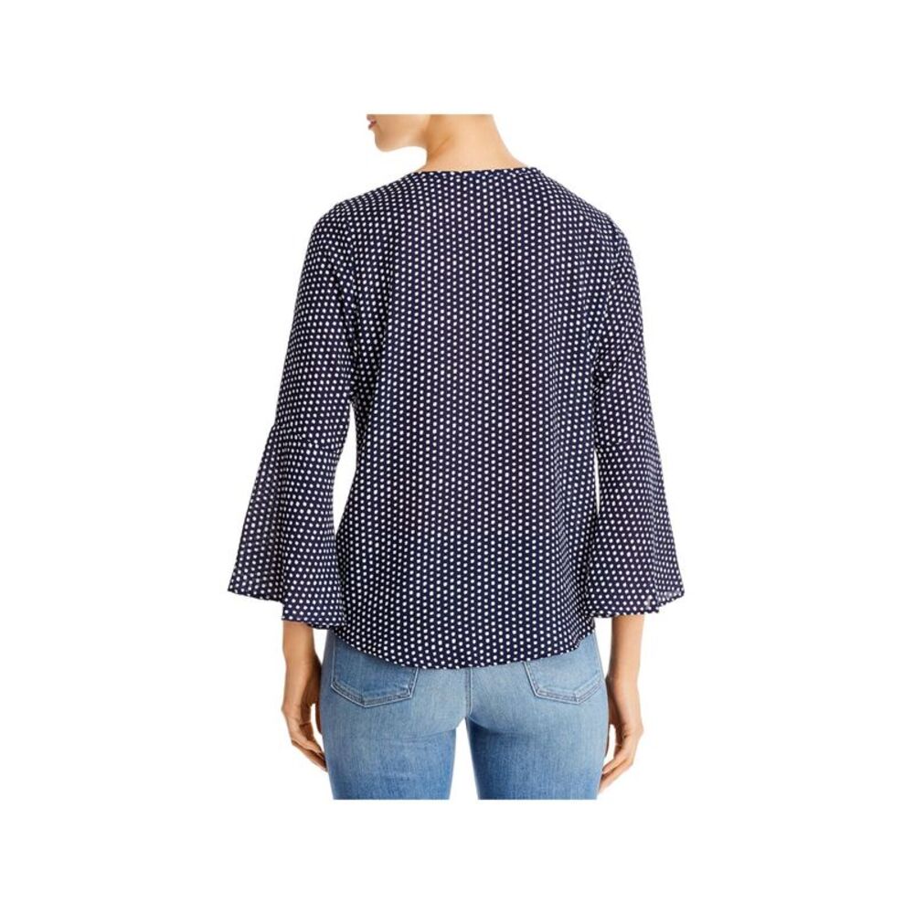 STATUS BY CHENAULT Womens Bell Sleeve Wear To Work Faux Wrap Top - Picture 2 of 2